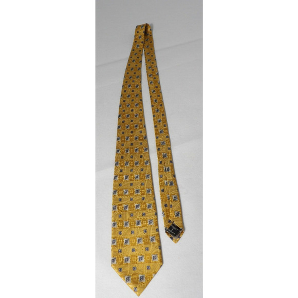 Vintage Robert Talbots Silk Neck Tie for Hickeys Yellow Golden Geometric - Picture 4 of 9